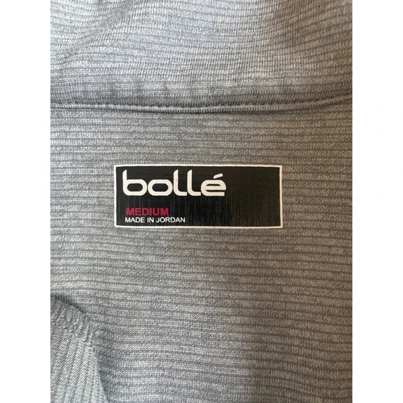 Bollé Men's Medium Gray Quarter Zip Pullover Long Sleeve Athletic Shirt - Picture 2 of 6